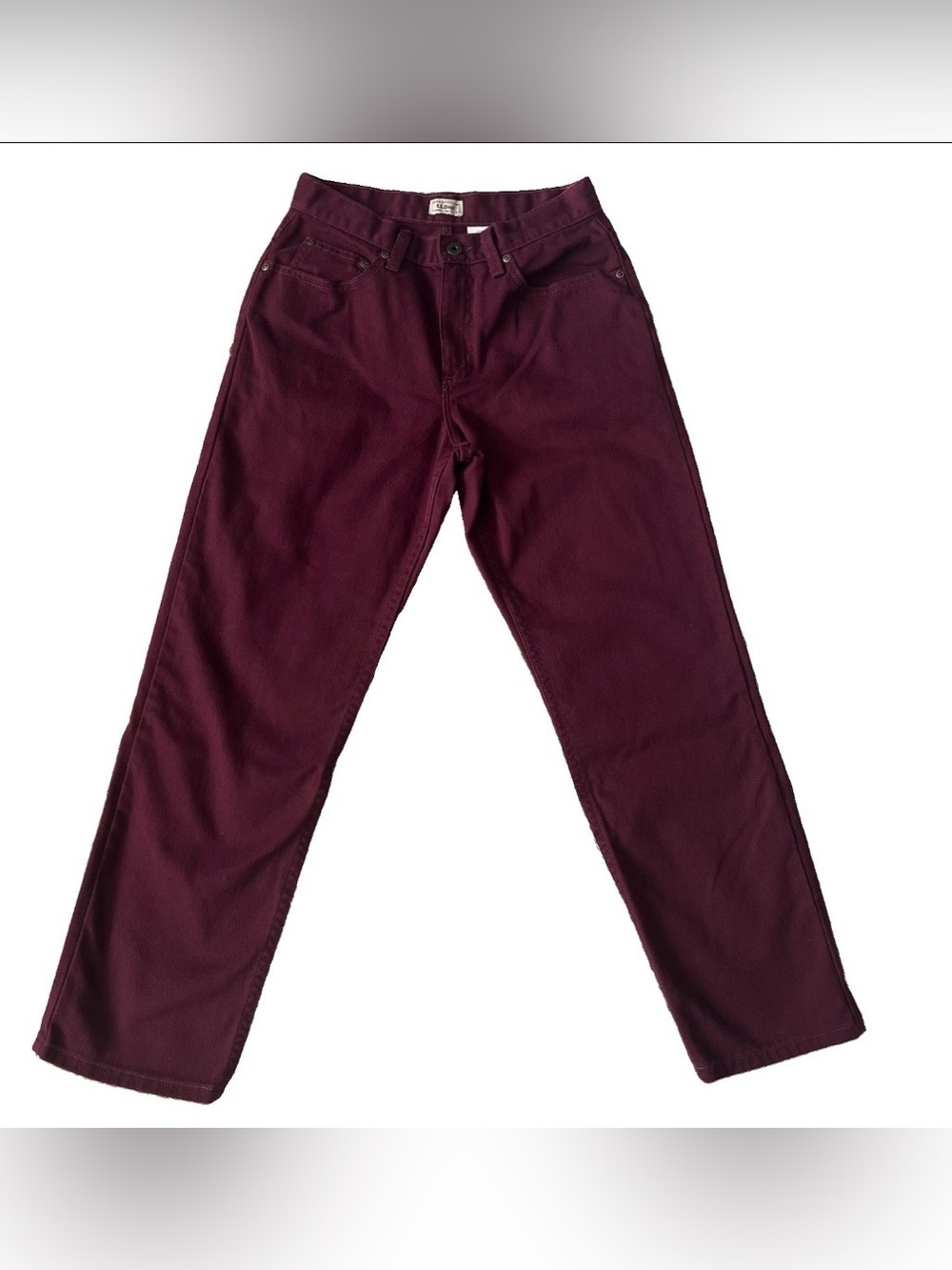 L.L. Bean Petite Straight Leg High Waisted Denim Jeans Women’s 6P Burgundy